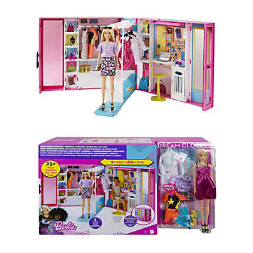 Barbie Doll Dream Closet & Blonde Barbie Doll includes 25+ Pieces